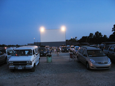 As the sun goes down, a sell-out crowd at the Showboat Drive-in waits for the film to begin